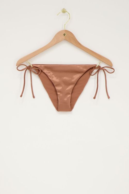 Brons bikini broekje met strikbandjes satijn