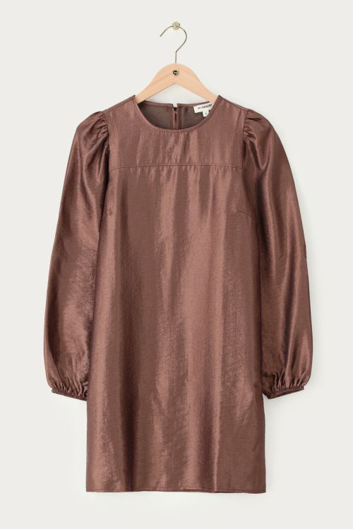 Bronze dress with long puff sleeves | My Jewellery