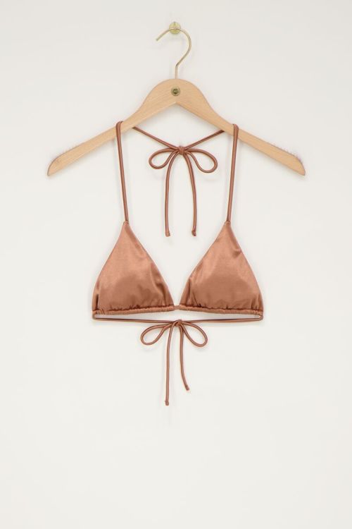 Bronzefarbenes Triangel Bikinioberteil Satin
