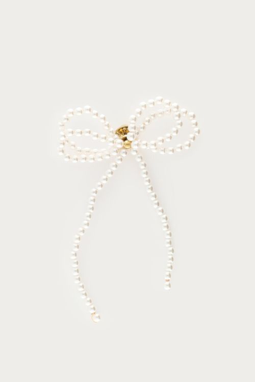 Brooch bow with faux pearls gold coloured | My Jewellery