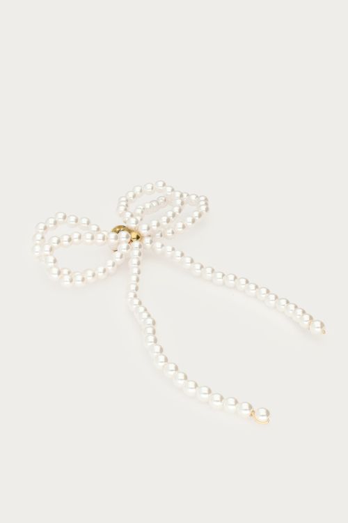 Brooch bow with faux pearls gold coloured | My Jewellery