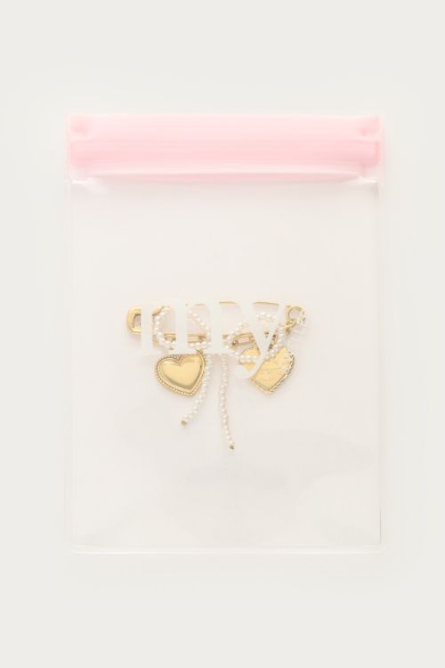 Brooch pin with charms & imitation pearls | My Jewellery