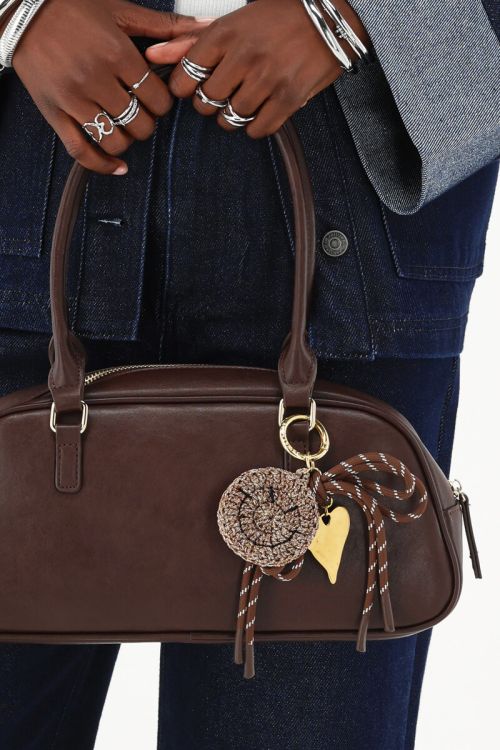 Brown bag charm happy | My Jewellery