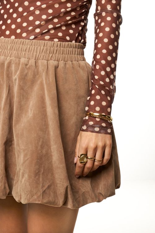 Brown balloon skirt in suede look | My Jewellery