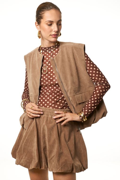 Brown balloon skirt in suede look | My Jewellery