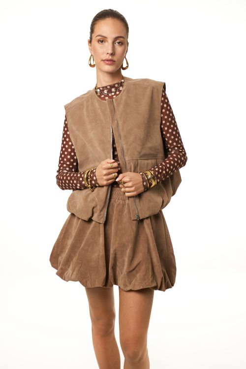Brown balloon skirt in suede look | My Jewellery