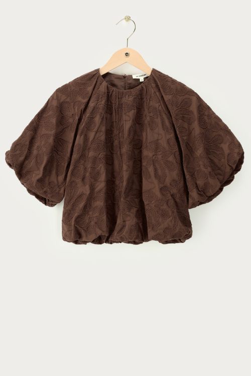 Brown balloon top with embroidery | My Jewellery