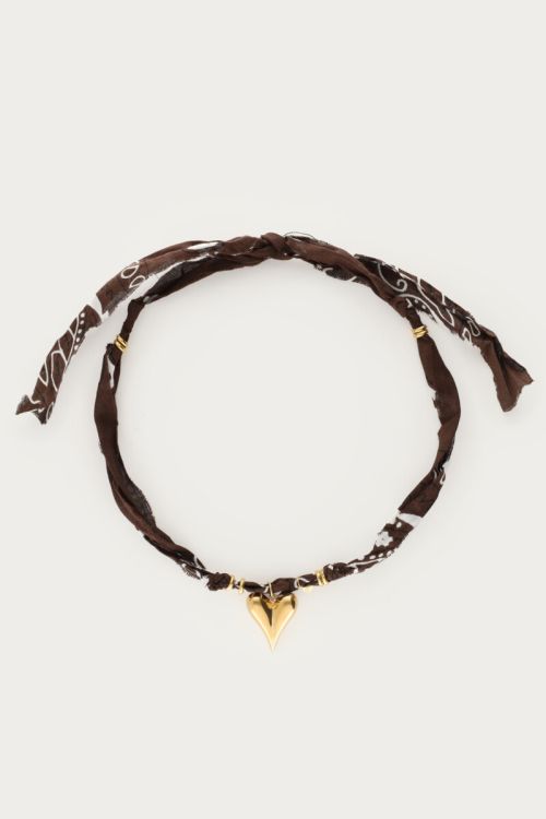 Brown bandana necklace with heart | My Jewellery