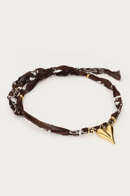 Brown bandana necklace with heart | My Jewellery