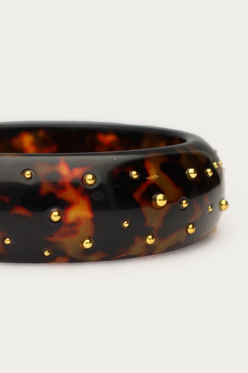Brown bangle with gold-tone studs | My Jewellery