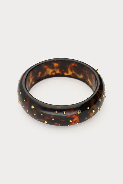 Brown bangle with gold-tone studs | My Jewellery