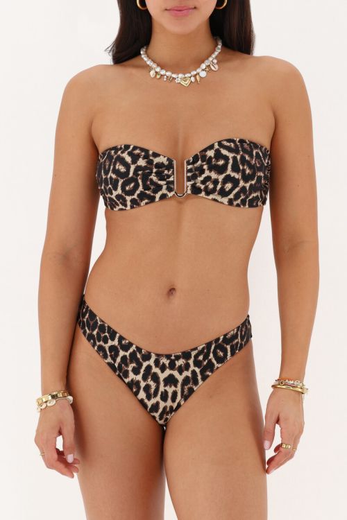Brown bikini bottom v-shape with leopard print | My Jewellery