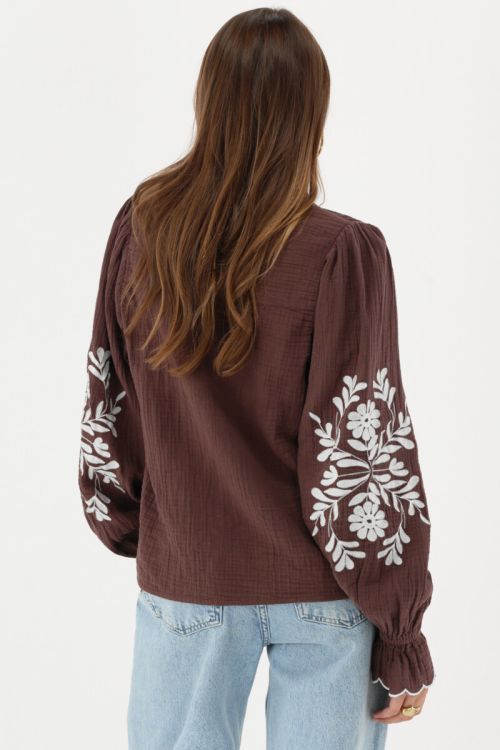 Brown blouse with embroidery details | My Jewellery