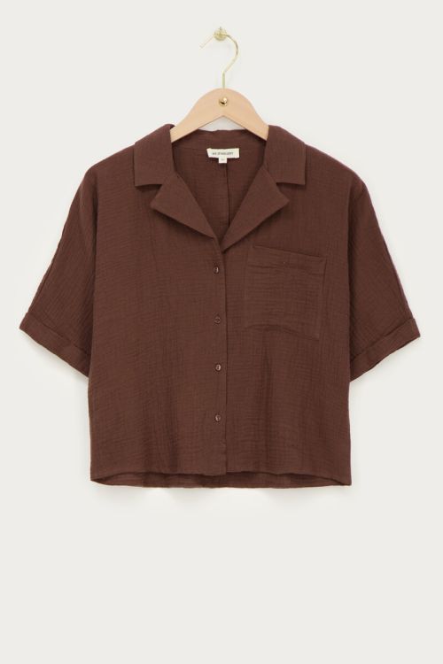 Chemise à manches courtes marron