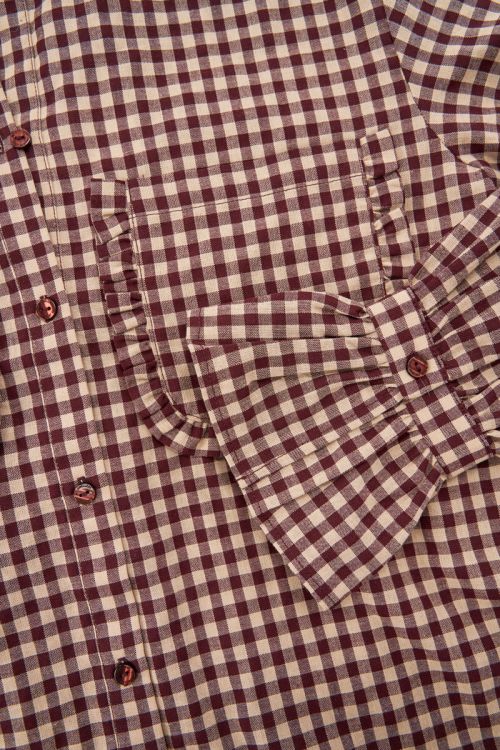 Brown plaid blouse with ruffles | My Jewellery