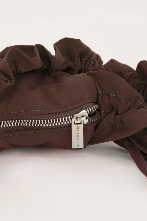 Brown crossbody bag with ruffles | My Jewellery