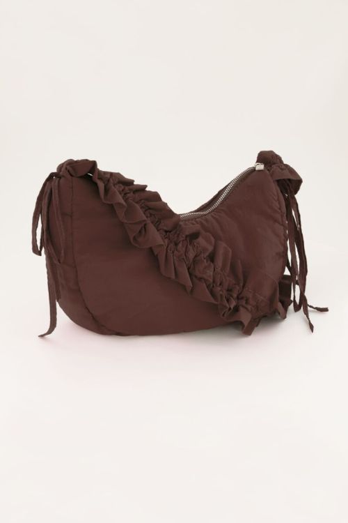 Brown crossbody bag with ruffles | My Jewellery