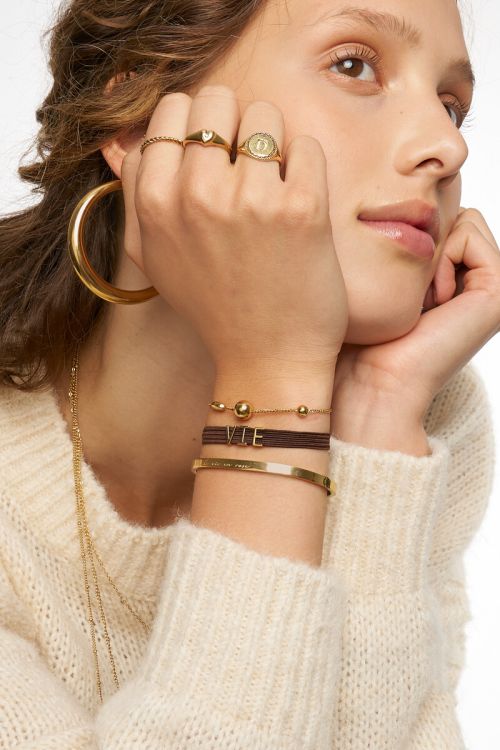 Brown elastic bracelet basic | My Jewellery