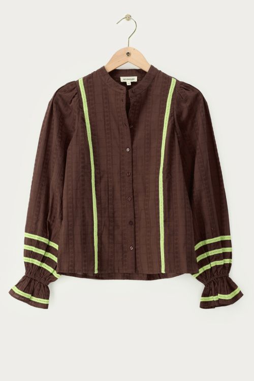 Brown embroidery blouse with tapes | My Jewellery