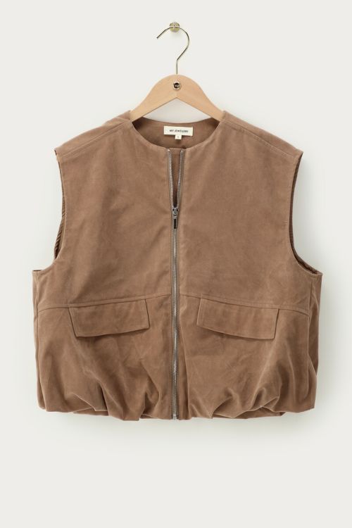 Gilet sans manches en suédine marron