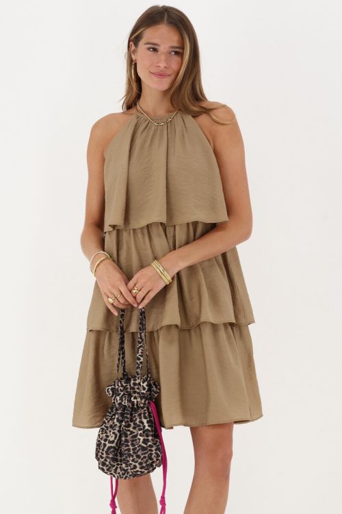 Brown halter dress with layers | My Jewellery