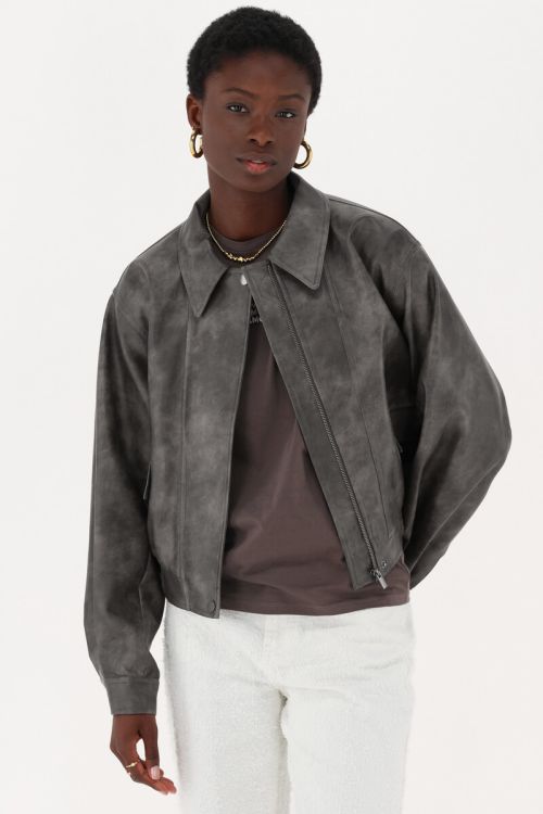 Brown imitation leather jacket | My Jewellery