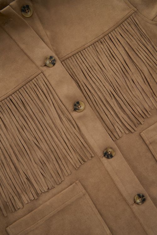 Brown jacket with fringes in suede look | My Jewellery