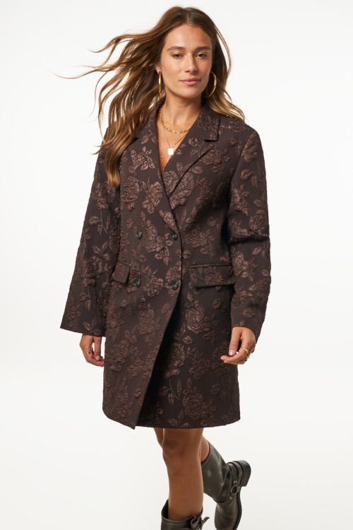 Brown jacquard blazer dress | My Jewellery