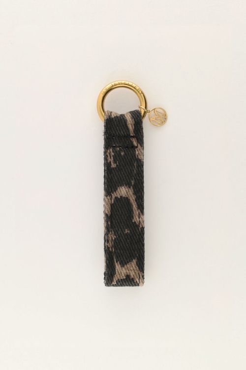 Brown key ring with panther print  | My Jewellery