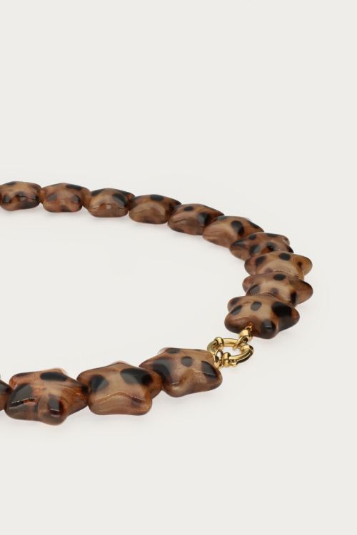 Brown leopard print necklace with stars | My Jewellery