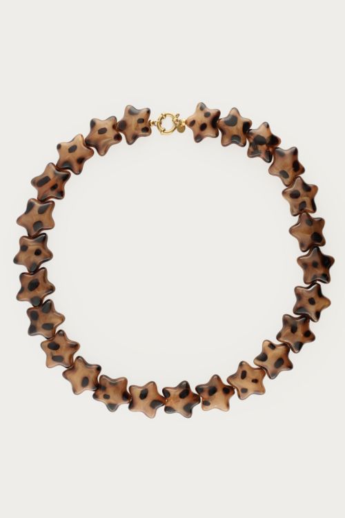 Brown leopard print necklace with stars | My Jewellery