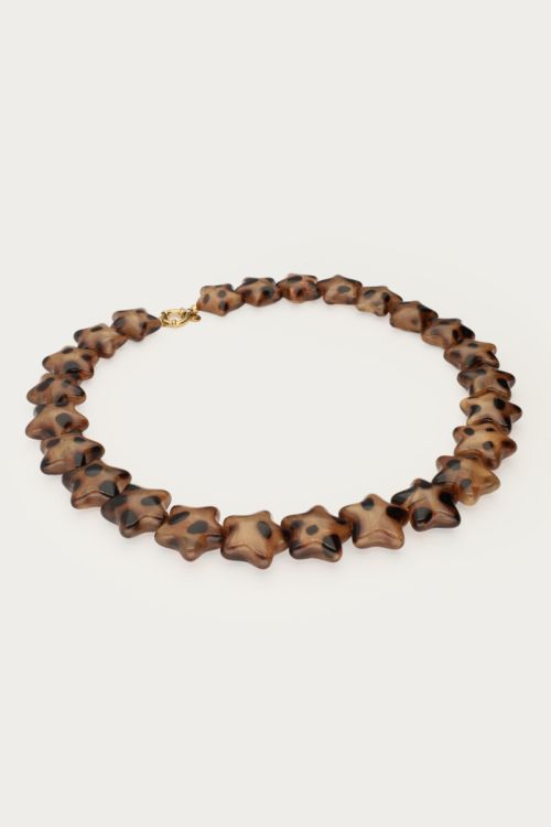 Brown leopard print necklace with stars | My Jewellery