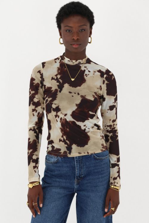 Brown mesh top with cow print | My Jewellery
