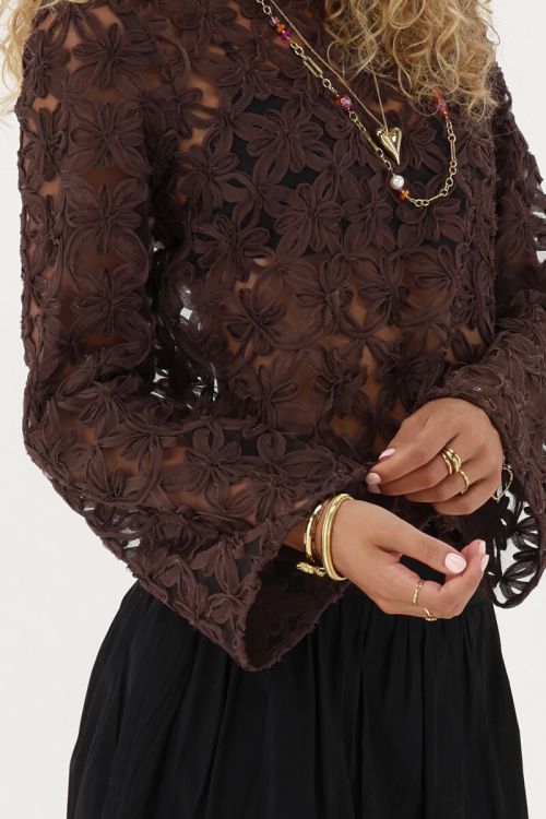 Brown mesh top with flowers | My Jewellery