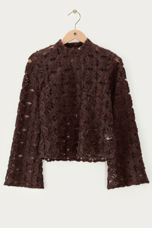 Brown mesh top with flowers | My Jewellery