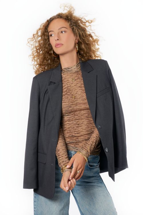 Brown mesh top with tiger print | My Jewellery