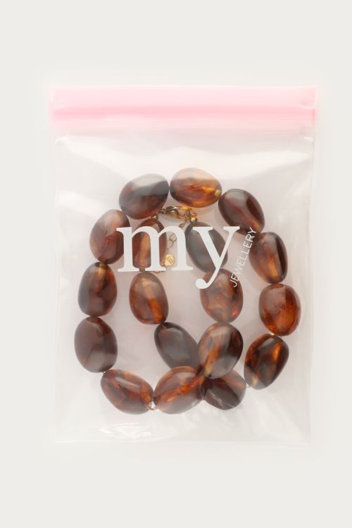 Brown necklace with statement oval beads | My Jewellery