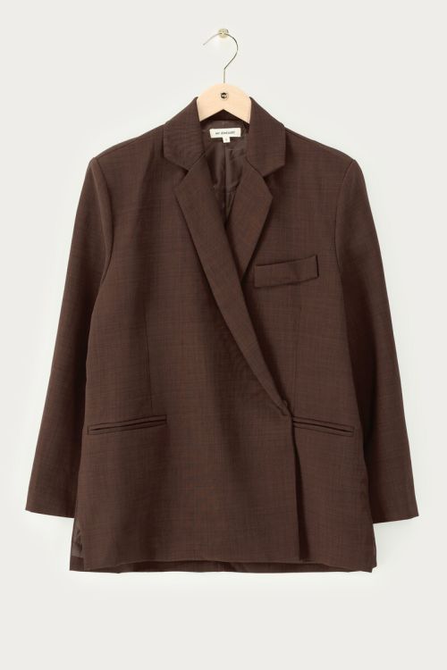 Brown oversized blazer with side slits | My Jewellery
