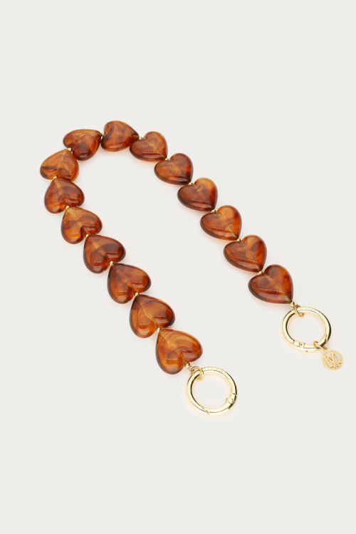 Brown phone cord with hearts | My Jewellery