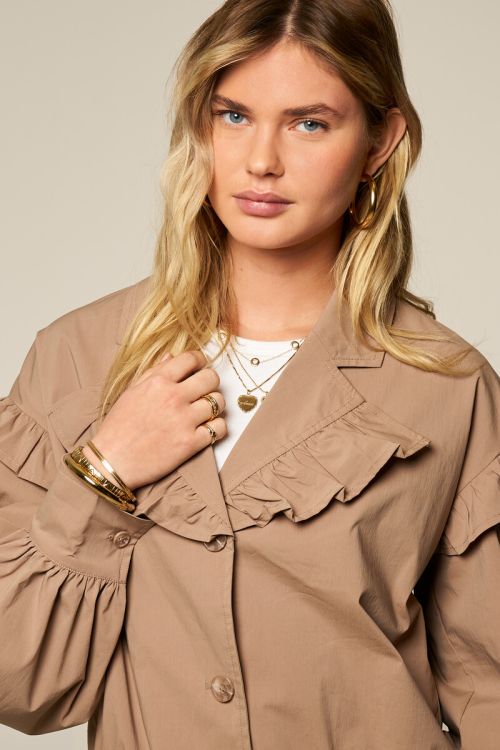 Brown short blazer with ruffles | My Jewellery