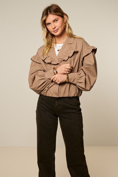 Brown short blazer with ruffles | My Jewellery