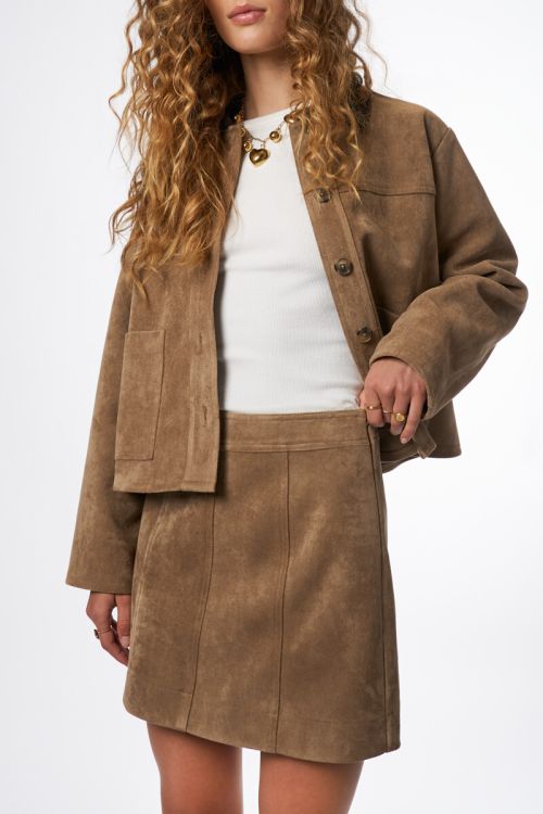 Brown short skirt in suede look | My Jewellery