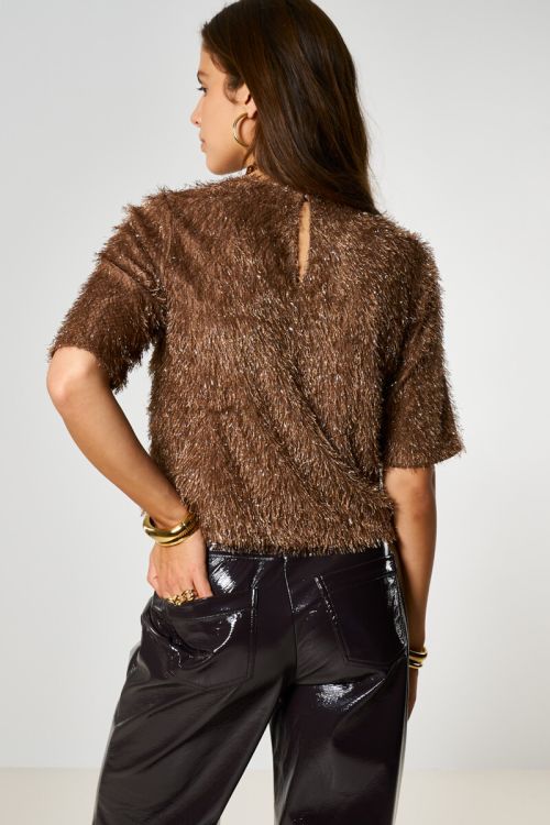 Brown top with short sleeves and sequins | My Jewellery