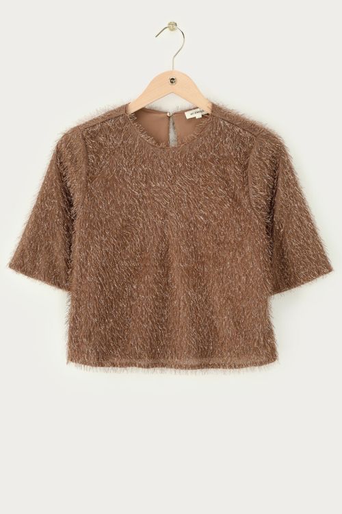 Brown top with short sleeves and sequins | My Jewellery