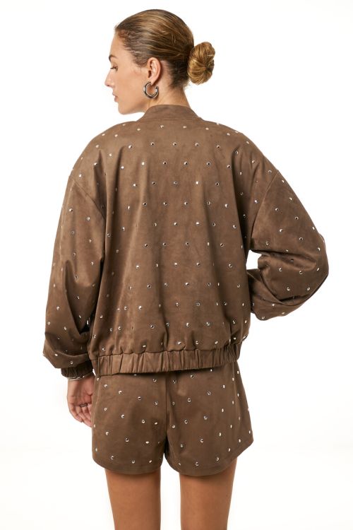 Brown shorts in suede look with studs | My Jewellery