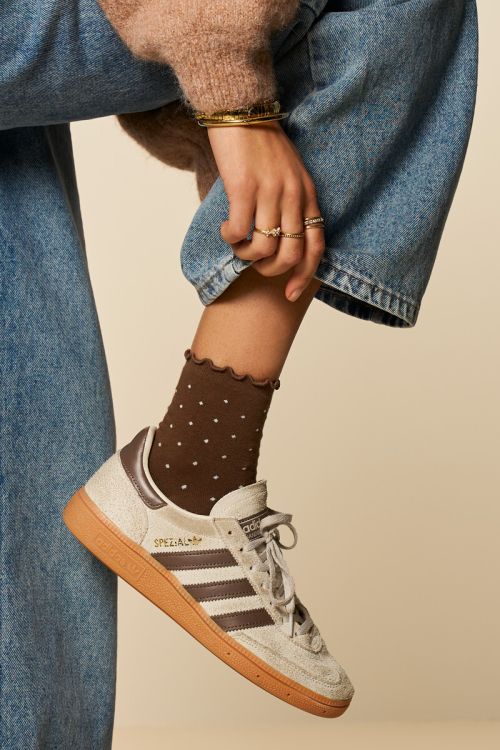 Brown sock set with polka dot