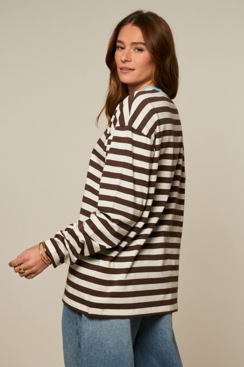 Brown striped long-sleeve T-shirt "CouCou" | My Jewellery