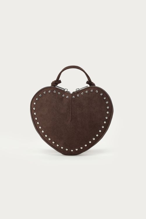 Brown hearts crossbody bag in suede look | My Jewellery