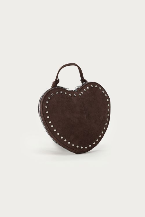 Brown hearts crossbody bag in suede look | My Jewellery