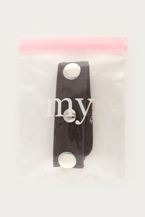 Brown phone cord in suede look with studs | My Jewellery